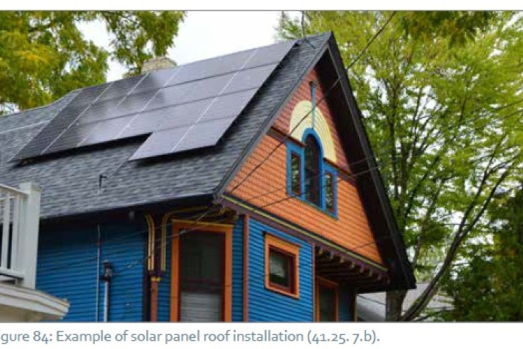 Solar panel installation on historic building